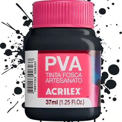 Tinta PVA Fosca Preto 37ml Acrilex