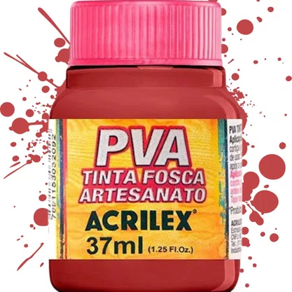 Tinta PVA Fosca Vermelho Escarlate 37ml Acrilex