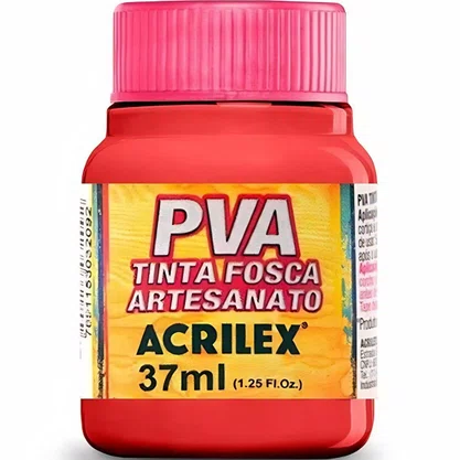 Tinta PVA Fosca Vermelho Vivo 37ml Acrilex