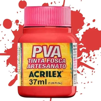 Tinta PVA Fosca Vermelho Vivo 37ml Acrilex