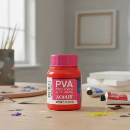 Tinta PVA Fosca Vermelho Vivo 37ml Acrilex