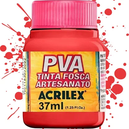 Tinta PVA Fosca Vermelho Vivo 37ml Acrilex
