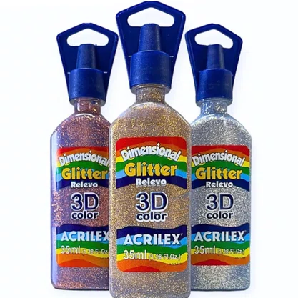 Tinta Relevo Dimensional Glitter Ouro Acrilex