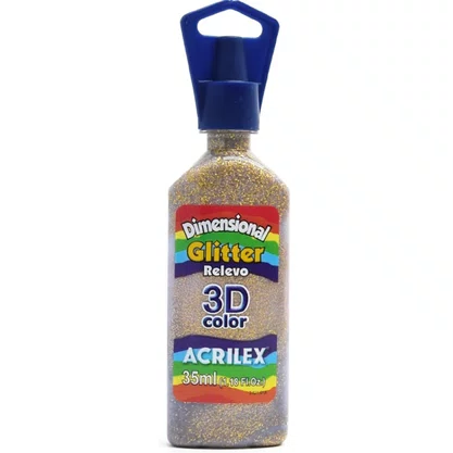 Tinta Relevo Dimensional Glitter Ouro Acrilex