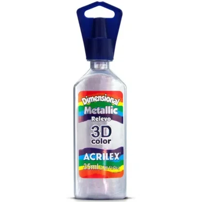 Tinta Relevo Dimensional Glitter Prata Acrilex