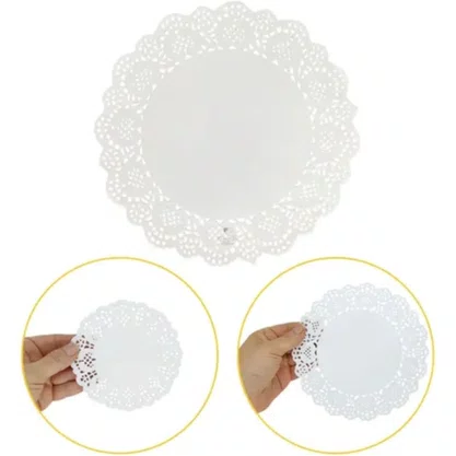 Toalha de Papel Rendada Branca 8,5 cm com 100 Unidades