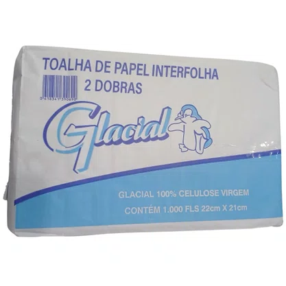 Toalha Interfolha Branca Virgem com 1000 Unidades 22,5x21 Glacial