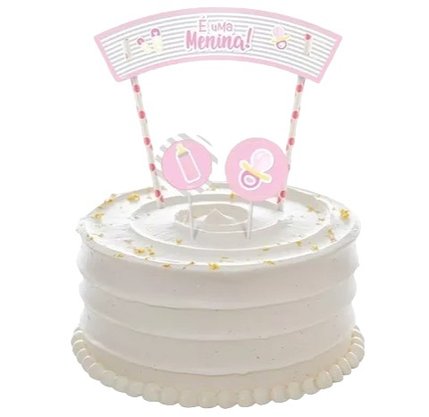 Topo De Bolo Chá Bebê Menina C/ 6 Un Regina