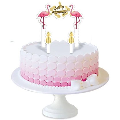 Topo de Bolo Decoração Flamingo 3 Peças Festcolor