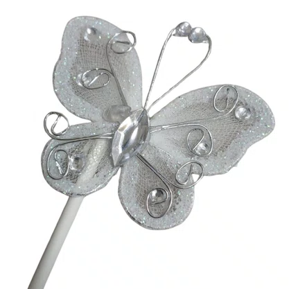 Topper para Bolo Borboleta Branca com Pedras – 3 Unidades – Ref. M-241858