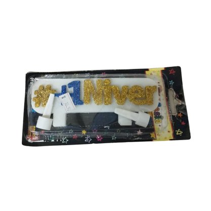 Vela # + 1 Niver Azul/Ouro Mr Festas
