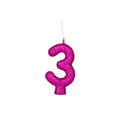 Vela Cintilante Glitter Nº3 Pink Regina