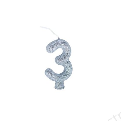 Vela Cintilante Glitter Nº3 Prata Regina