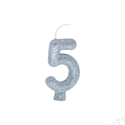 Vela Cintilante Glitter Nº5 Prata Regina