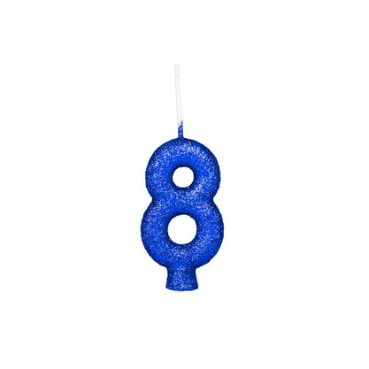 Vela Cintilante Glitter Nº8 Azul Regina