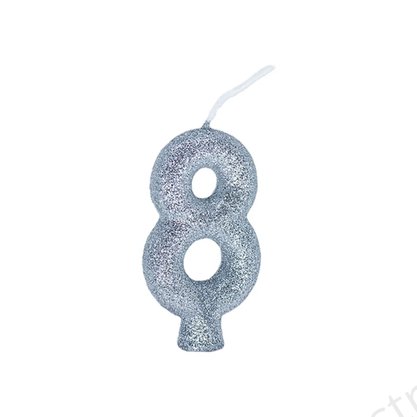 Vela Cintilante Glitter Nº8 Prata Regina