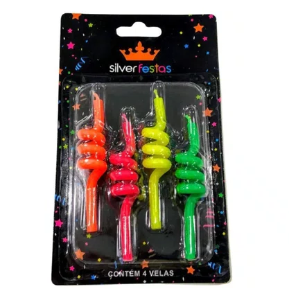 Vela Espiral Neon 4 Cores Silverplastic V027