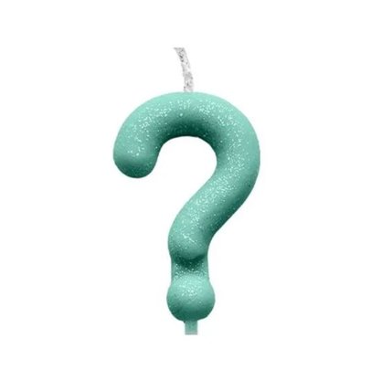 Vela Interrogacao Verde Pastel Cintilante Silver Plastic