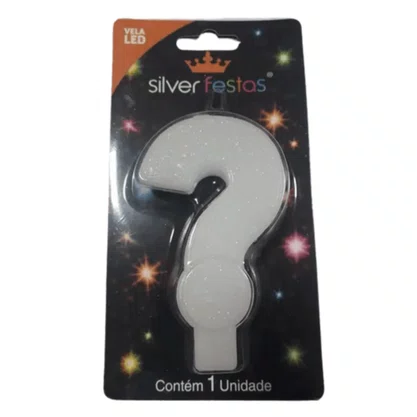 Vela Led Interrogação Silver Festas