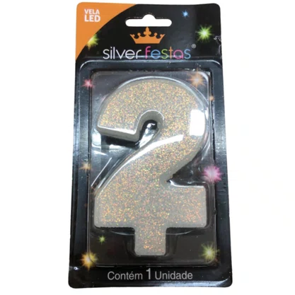 Vela Led N. 2 Silver Festas