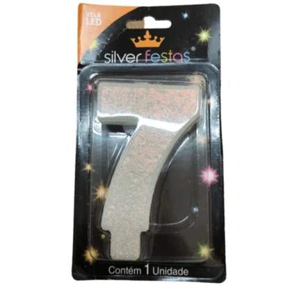 Vela Led N. 7 Silver Festas