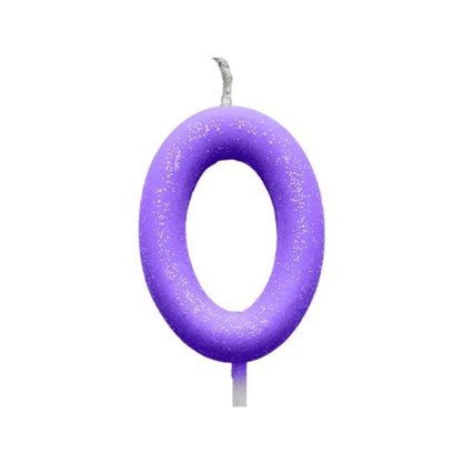 Vela N.0 Lilas Pastel Cintilante Silver Plastic