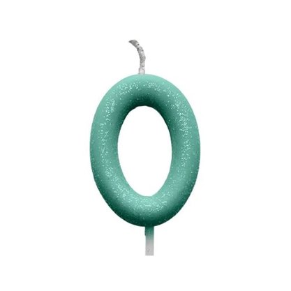 Vela N.0 Verde Pastel Cintilante Silver Plastic