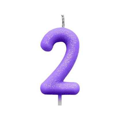 Vela N.2 Lilas Pastel Cintilante Silver Plastic