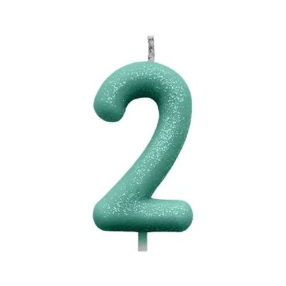 Vela N.2 Verde Pastel Cintilante Silver Plastic