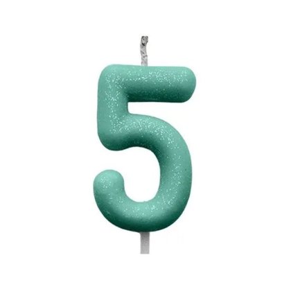 Vela N.5 Verde Pastel Cintilante Silver Plastic