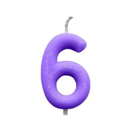 Vela N.6 Lilas Pastel Cintilante Silver Plastic