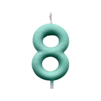 Vela N.8 Verde Pastel Cintilante Silver Plastic