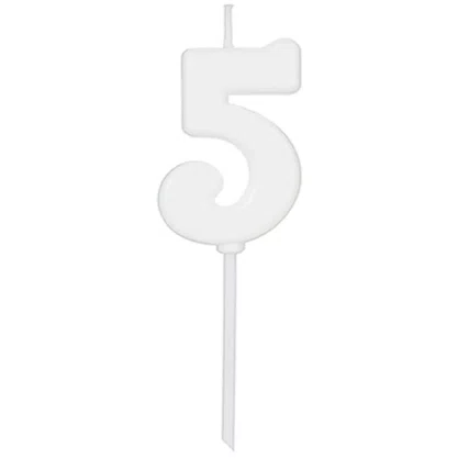 Vela Nº 5 Branca Pick Silver Plastic