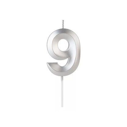 Vela Nº 9 Prata Design Silver Plastic