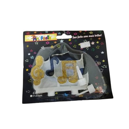 Vela Notas Musicais Preto C/ Ouro Mr Festa