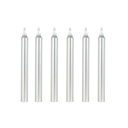 Vela Palito Prata 06 Unidades Silver Festas