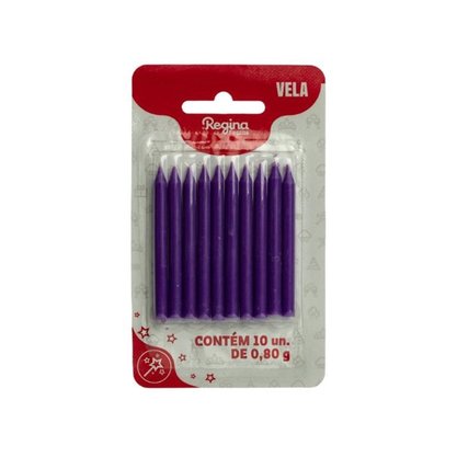 Vela Palito Roxo 10 Unidades Regina