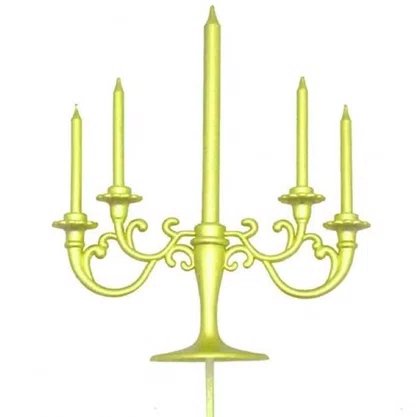 Vela Temática Castiçal Dourada Com 5 Velas Silver Plastic