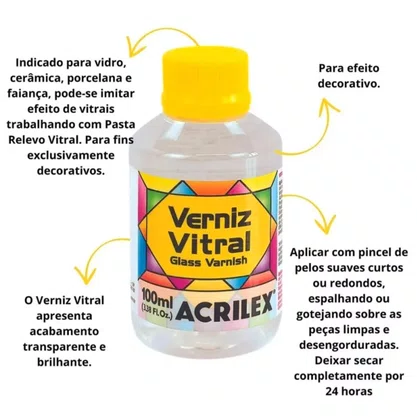 Verniz Vitral Incolor 100ml Acrilex