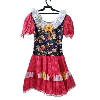 Vestido Junino Caipira Tamanho Nº12 cor Fantasia & Folia