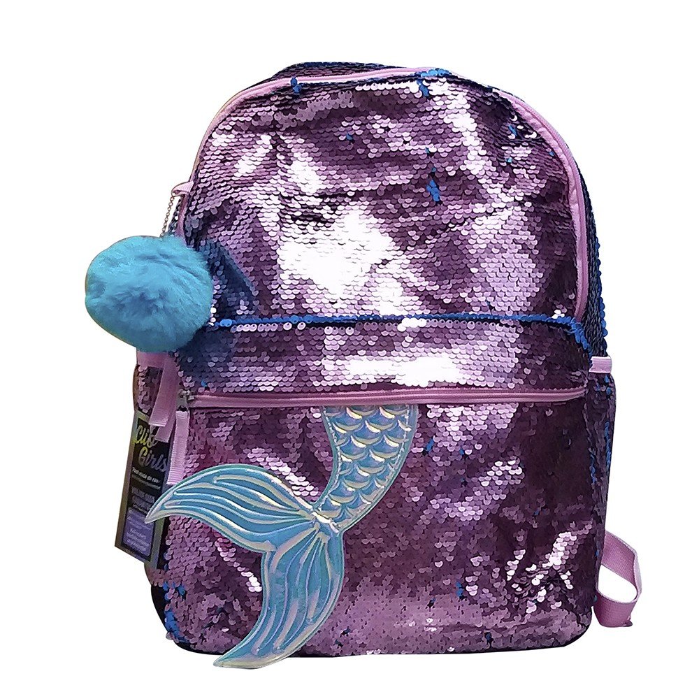 Mochila De Costas Paetê Rosa E Azul Sereia Clio Style - Welban