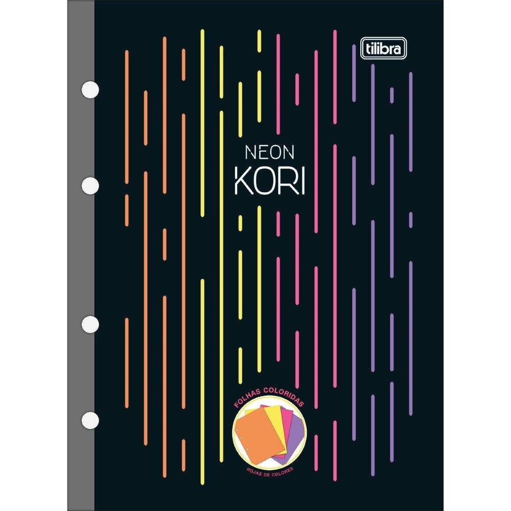 Refil para Fichário Colegial 80fl Colorida Neon Kori Tilibra