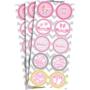 Adesivo Chá De Bebê Menina C/ 32 Un Regina