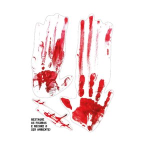 Adesivo Halloween Grande Maos De Sangue C/ 1 Cartela Regina