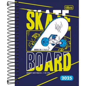 Agenda 2025 Diária Espiral Azul Skateboard D + Tilibra