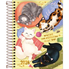 Agenda 2026 Espiral Amarelo Purrfect Cats Tilibra