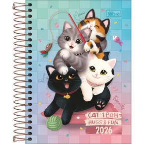 Agenda 2026 Espiral Azul Purrfect Cats Tilibra