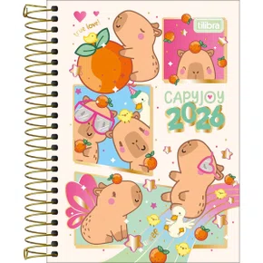 Agenda 2026 Espiral Branco CapyClub Tilibra