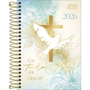 Agenda 2026 Espiral Diária Branco Louvor Tilibra