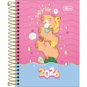 Agenda 2026 Espiral Rosa CapyClub Tilibra